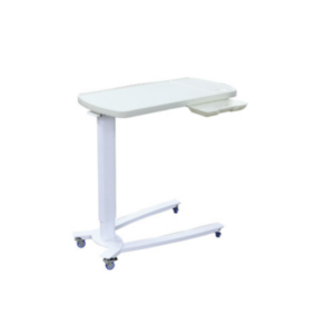 Hospital overbed table with drawer